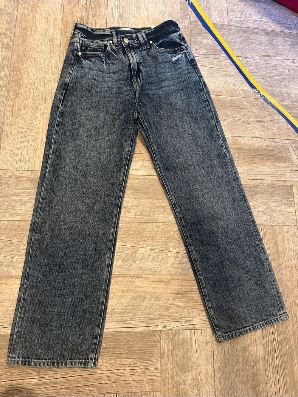 KanCan Women's Straight Jeans in Washed Black Denim